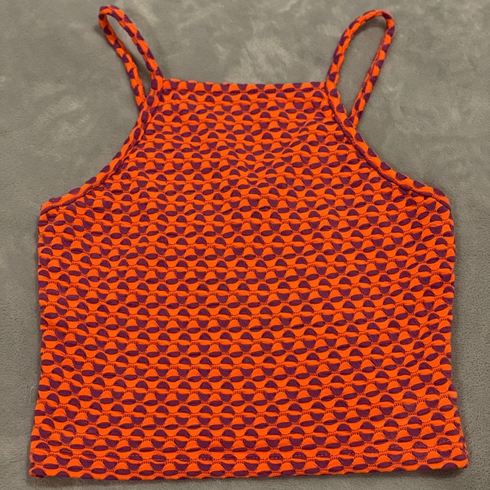 Topshop Crop Top Orange & Purple